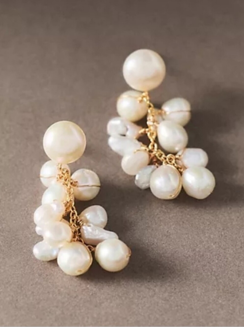 Anthropologie Pearl Cluster Pom-Pom Drop Earrings